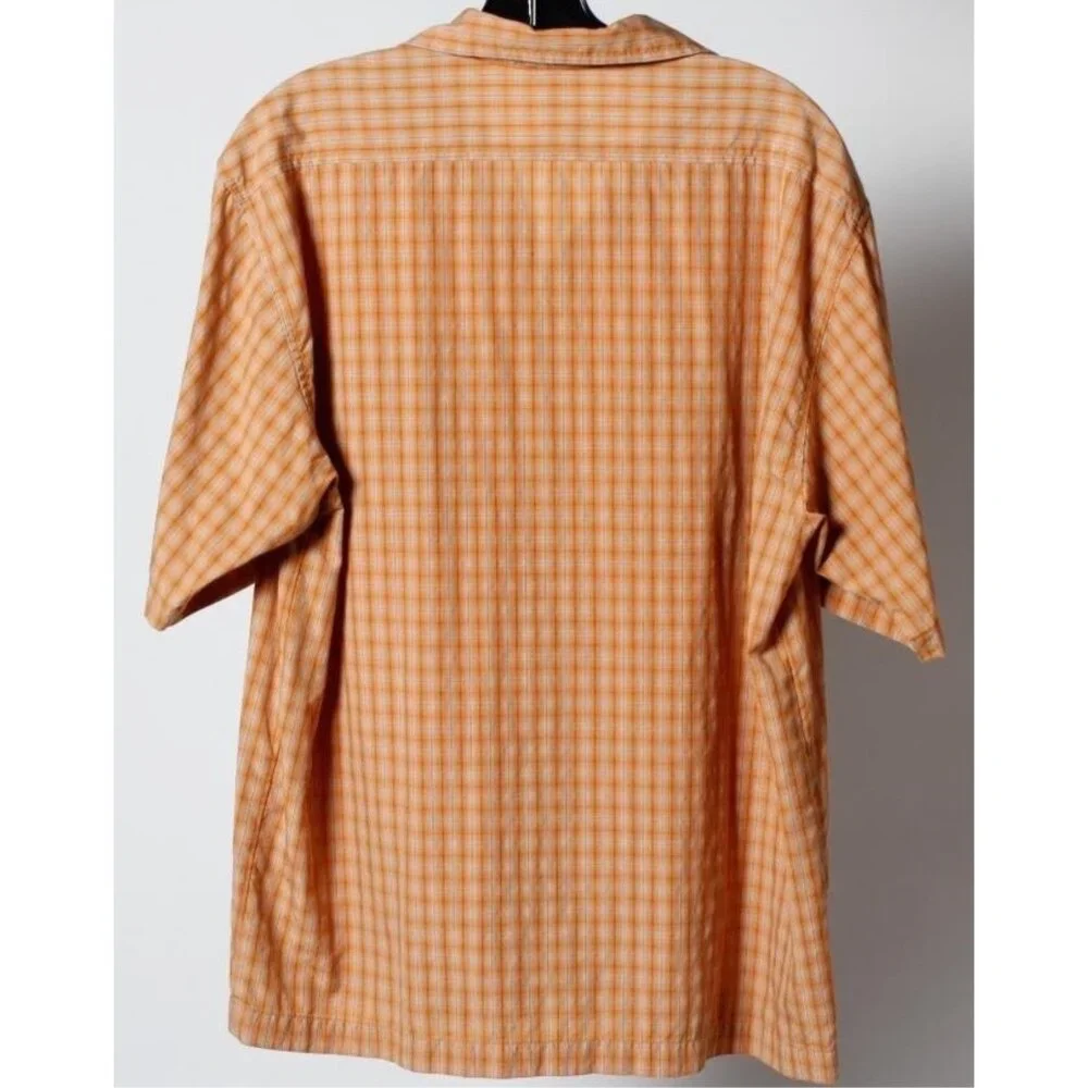 The North Face Orange Checkered Plaid Short Sleeve Hiking Shirt‎